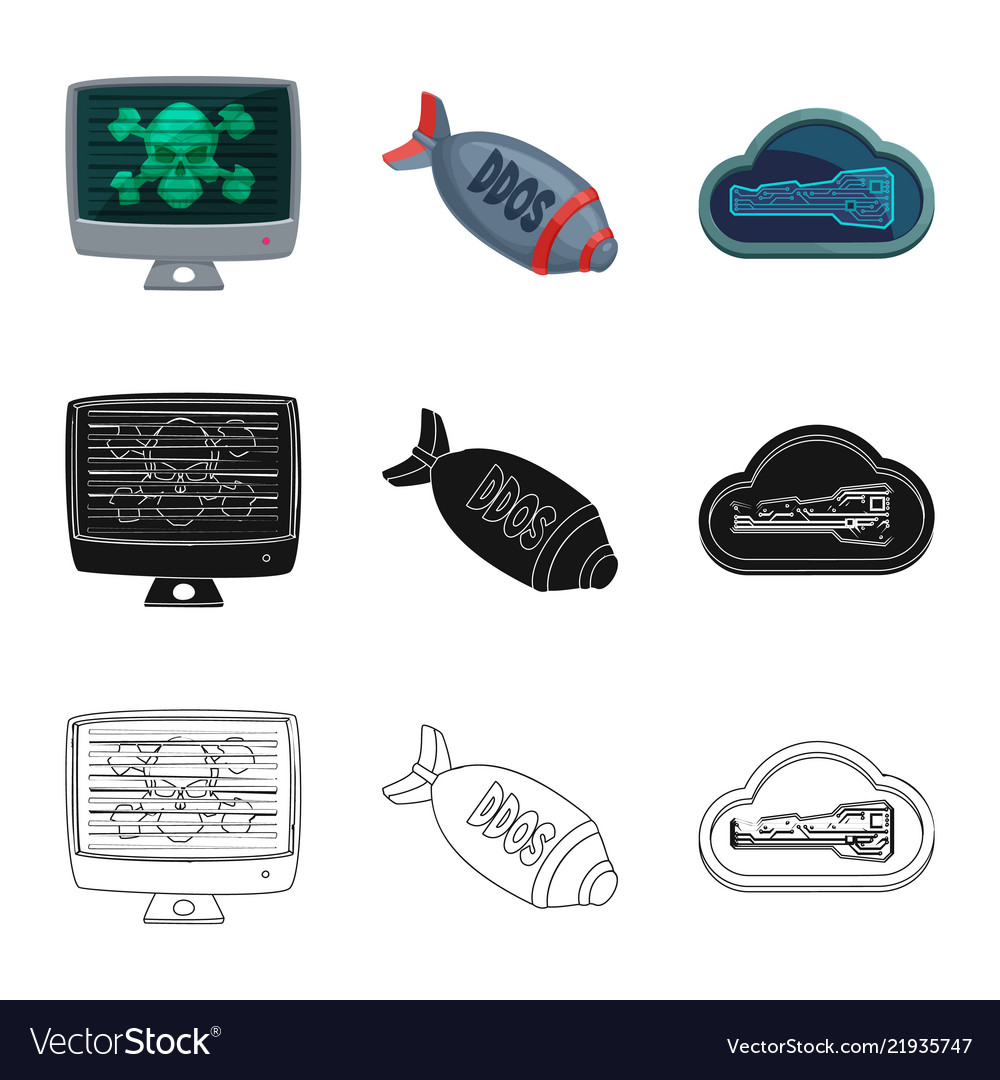 Isolated object of virus and secure symbol set vector image Isolated object of virus and secure symbol set