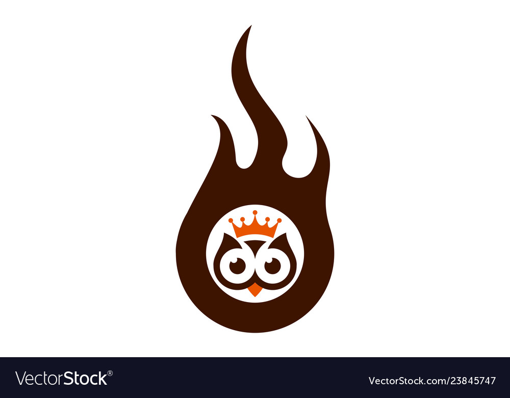 King owl fire logo icon