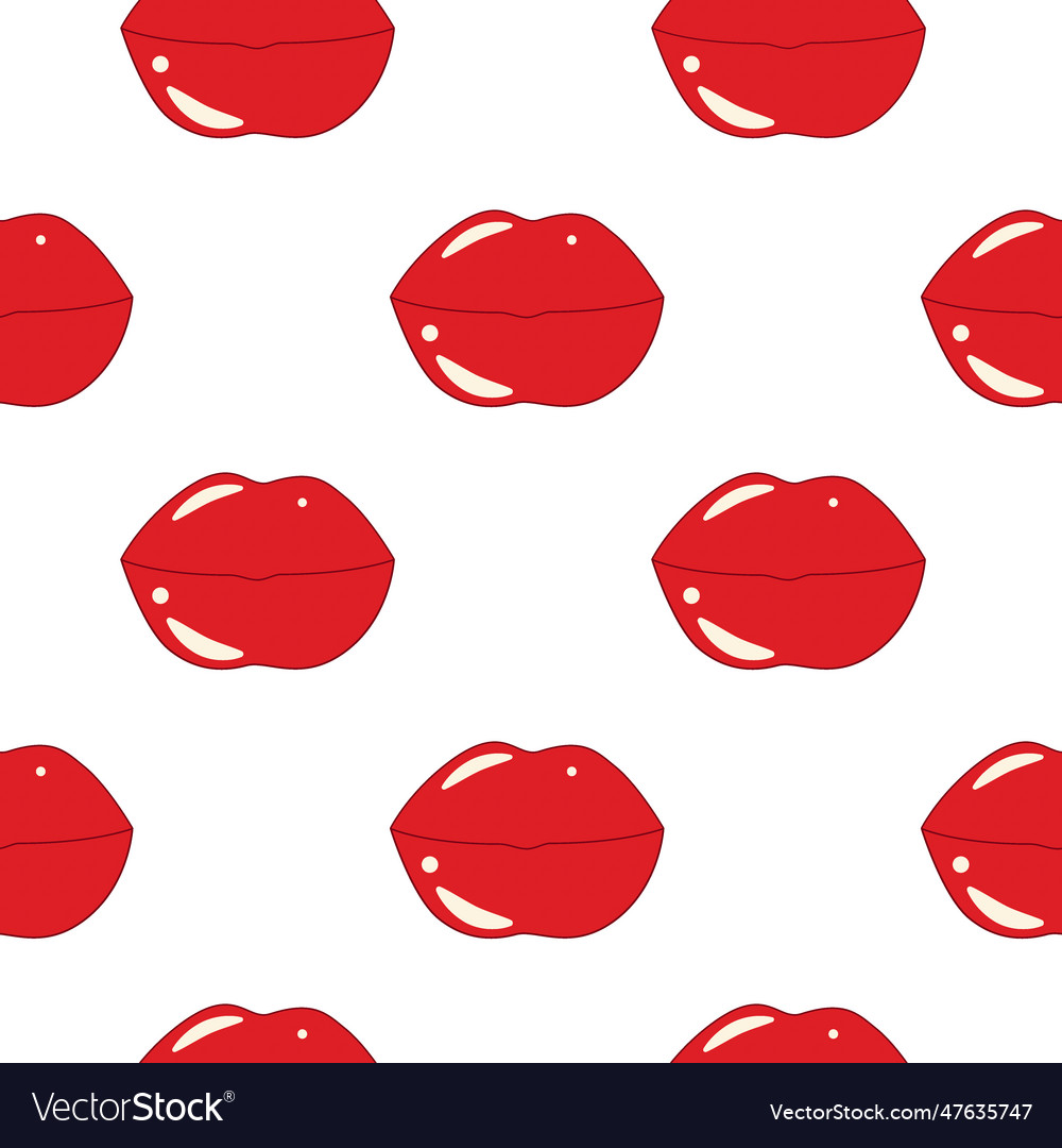 Seamless pattern of lips in retro style trendy