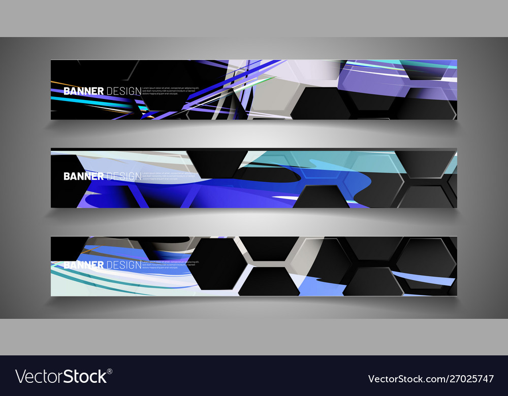 Set background hexagon banner gradient vector image Set background hexagon banner gradient
