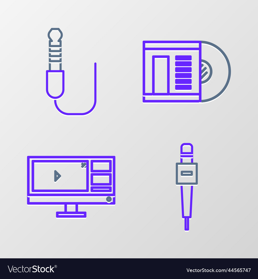 Set line microphone video recorder or editor vector image Set line microphone video recorder or editor