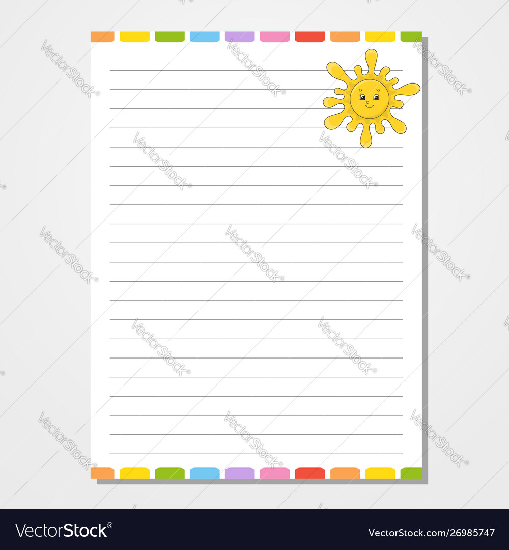 Sheet template for notebook notepad diary funny vector image Sheet template for notebook notepad diary funny