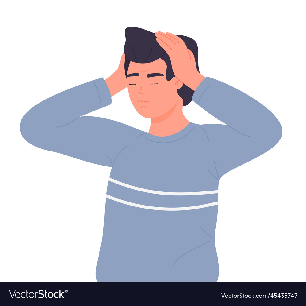 Sick adult with headache Royalty Free Vector Image