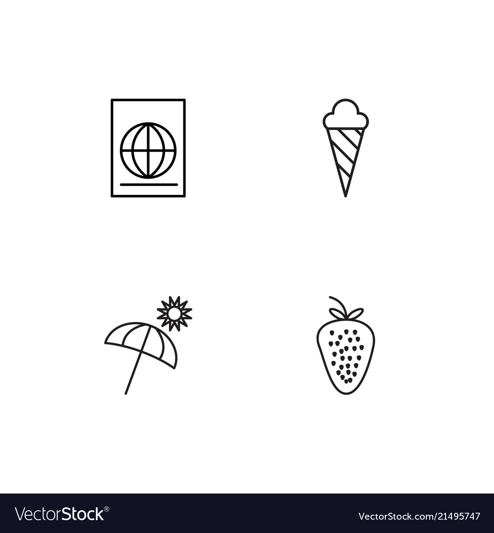 Summer linear icons set simple outline