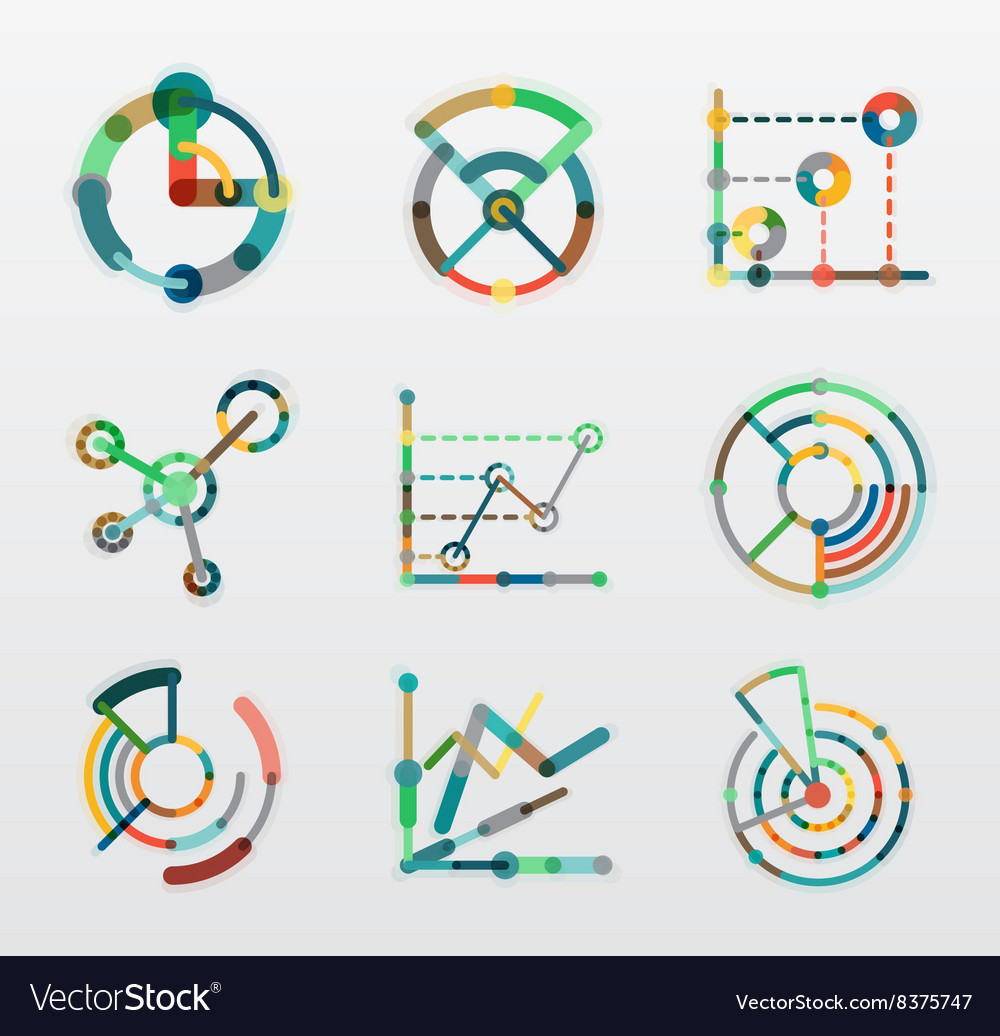 Thin line chart logo set graph icons modern