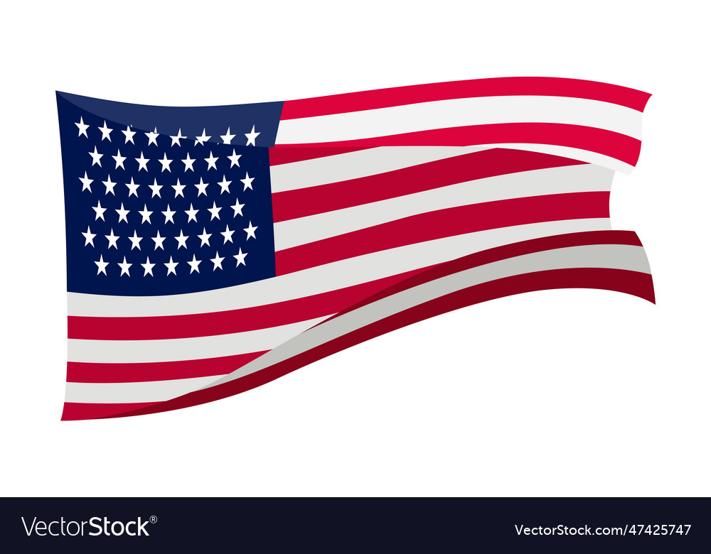 Waving flag american on white background