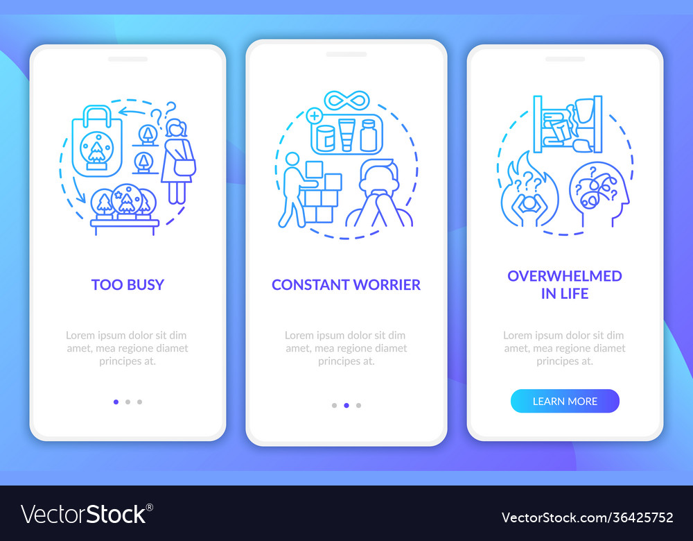 Clutter personality types onboarding mobile app vector image Clutter personality types onboarding mobile app
