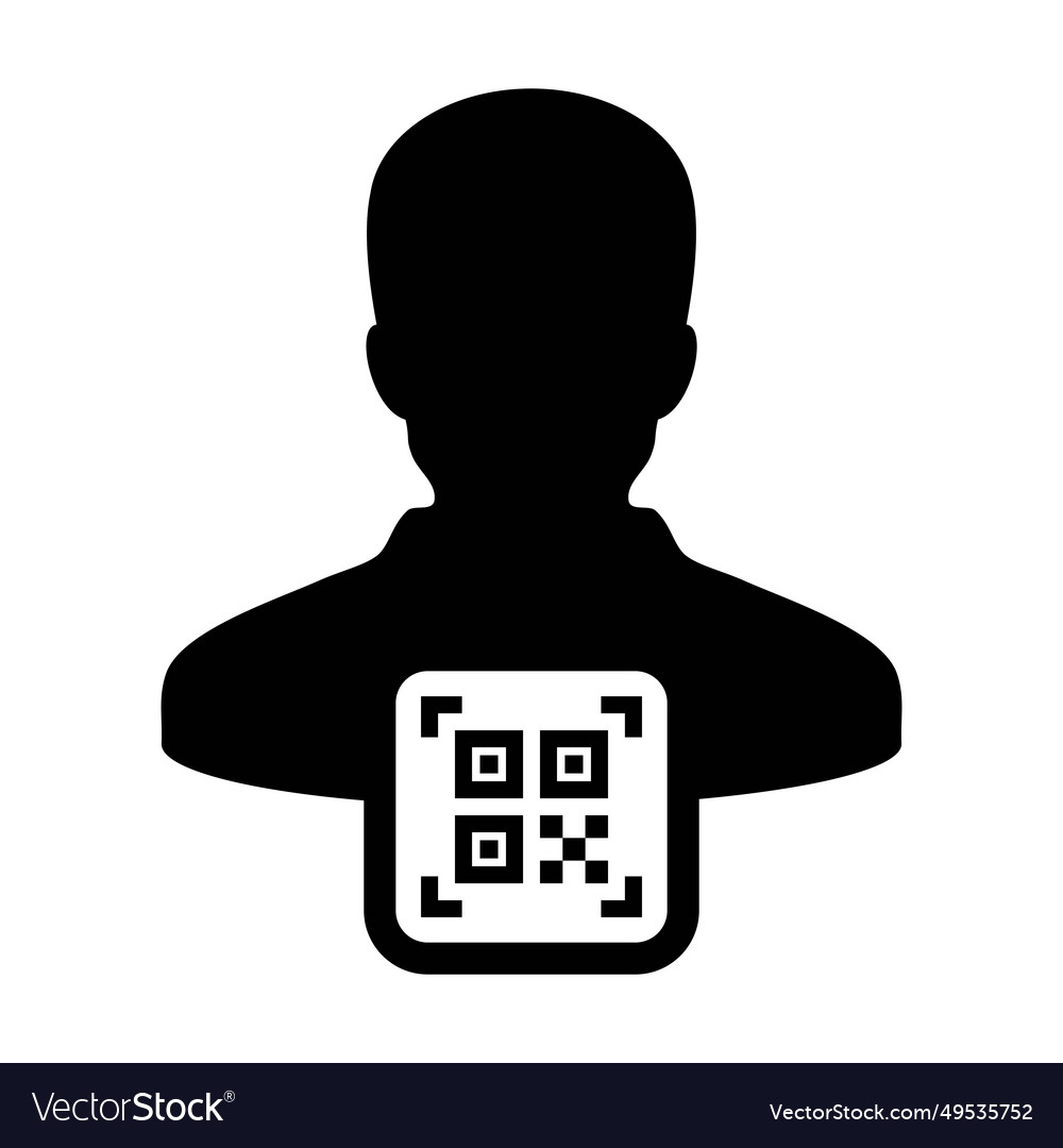 Digital id icon avatar with qr code for biometric vector image Digital id icon avatar with qr code for biometric