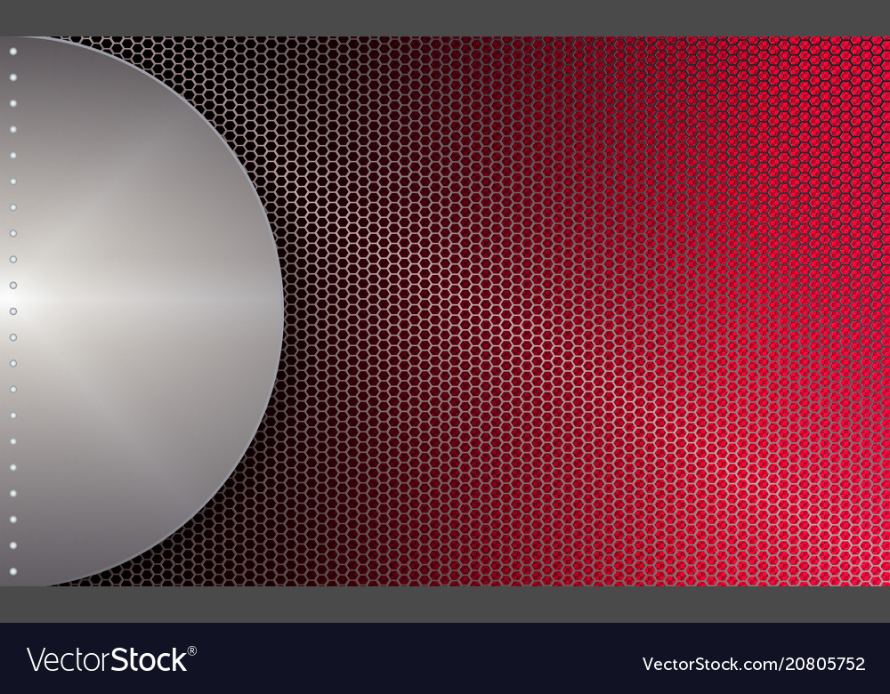 Geometric red mesh background with a round frame