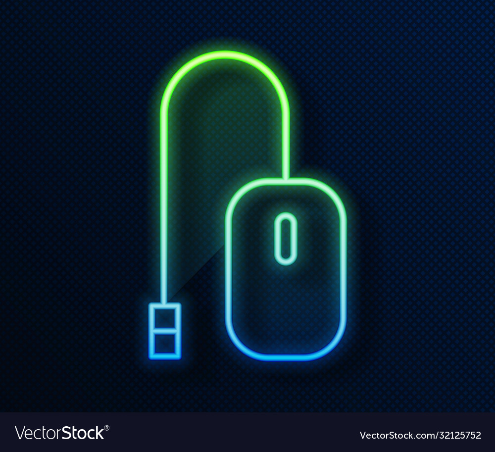 Glowing neon line computer mouse icon isolated Vector Image Glowing neon line computer mouse icon isolated