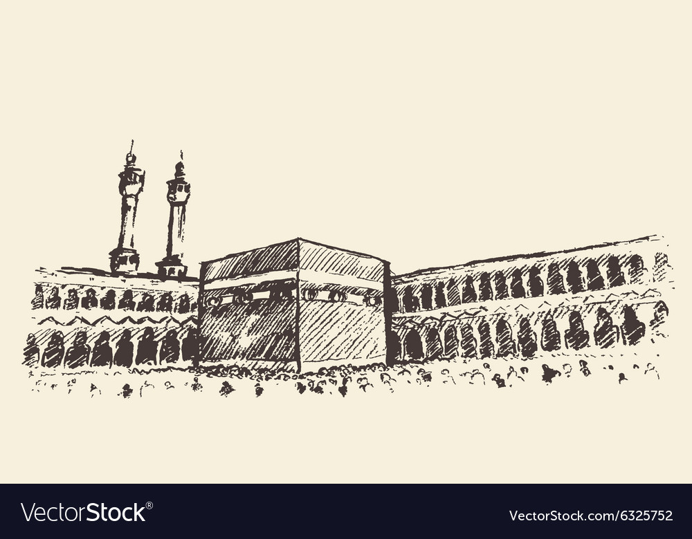 Holy kaaba mecca saudi arabia muslim sketch