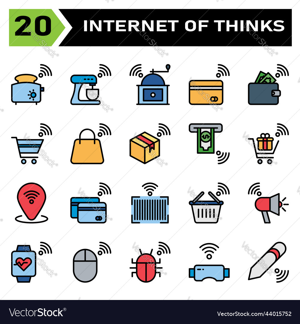 Internet of things icon set include toaster bread vector image Internet of things icon set include toaster bread