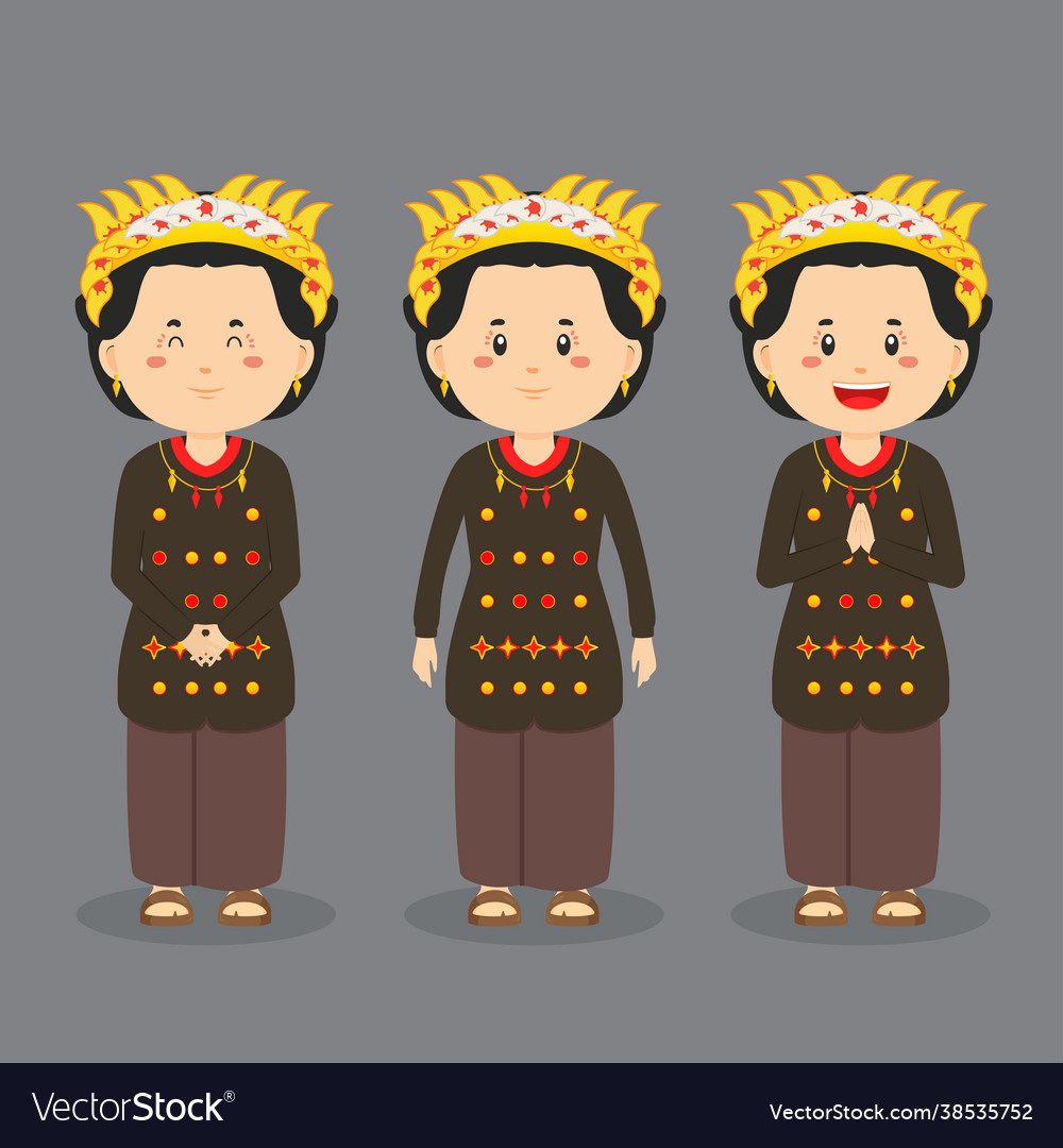 Middle sulawesi character with various expression Vector Image