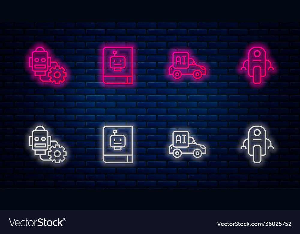 Set line user manual autonomous smart car robot vector image Set line user manual autonomous smart car robot