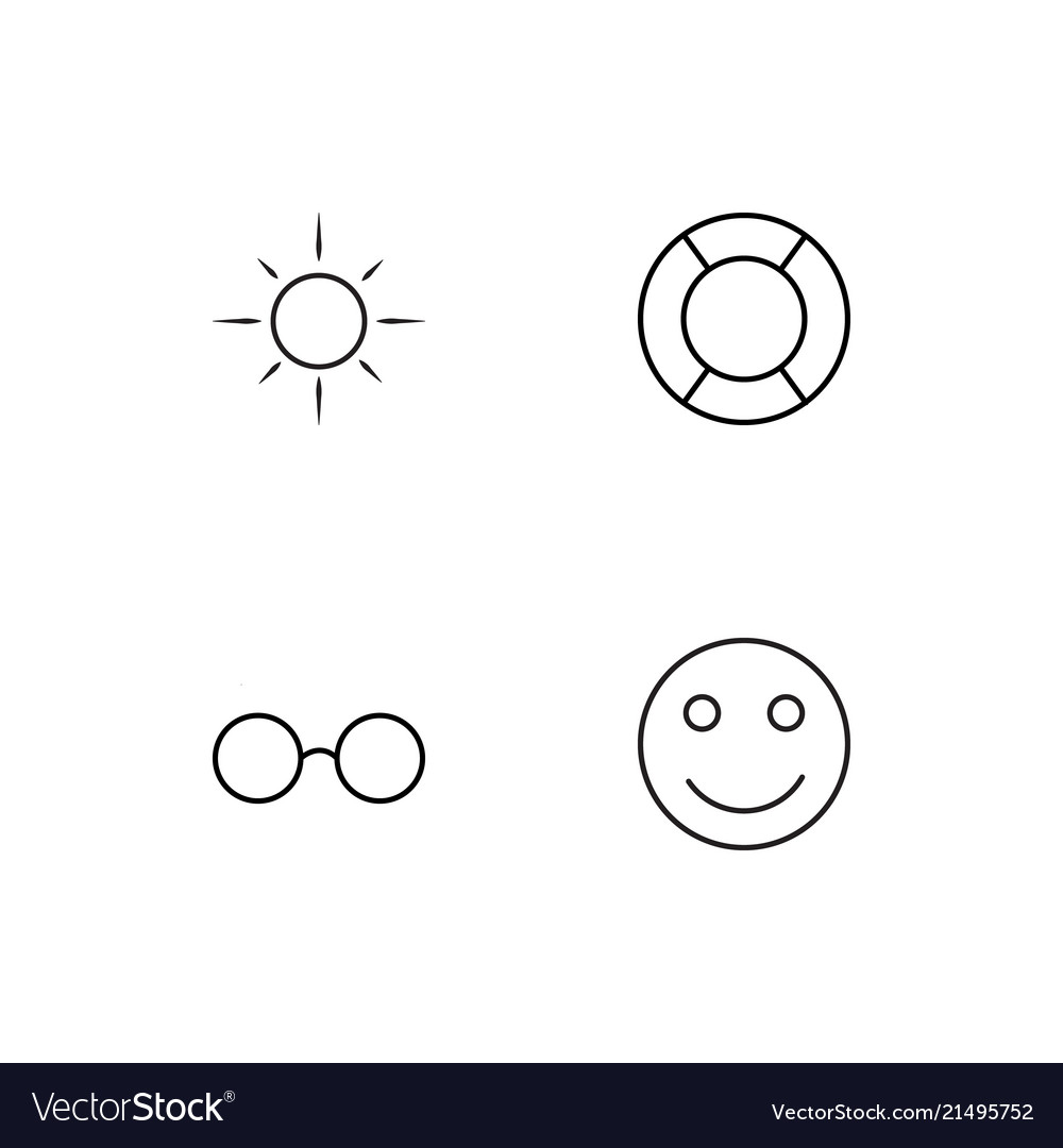 Summer linear icons set simple outline
