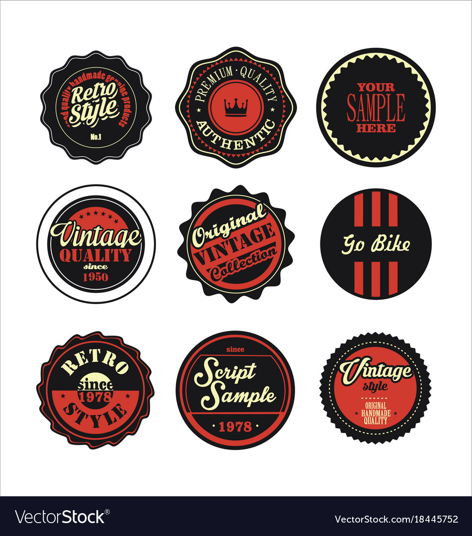 Vintage labels black and red set 2