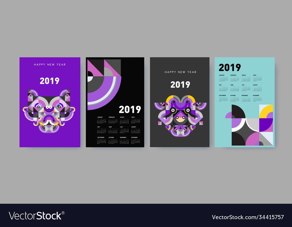 2021 calendar design template with colorful