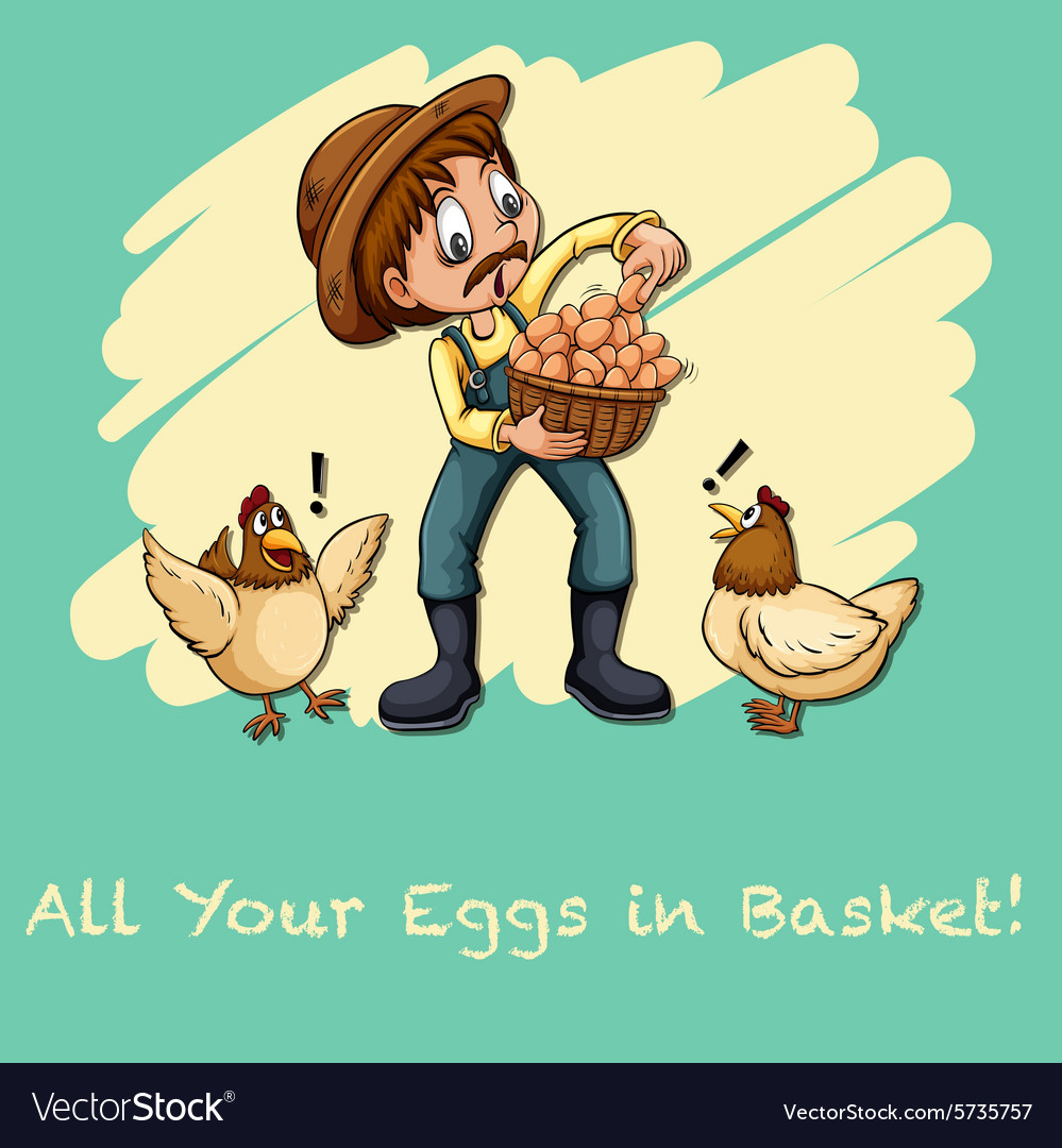 All your eggs in basket Royalty Free Vector Image
