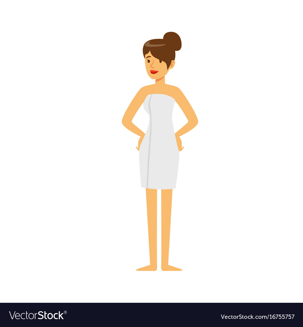 Beautiful Young Woman Wearing Bath Towel Sauna Or Vector Image