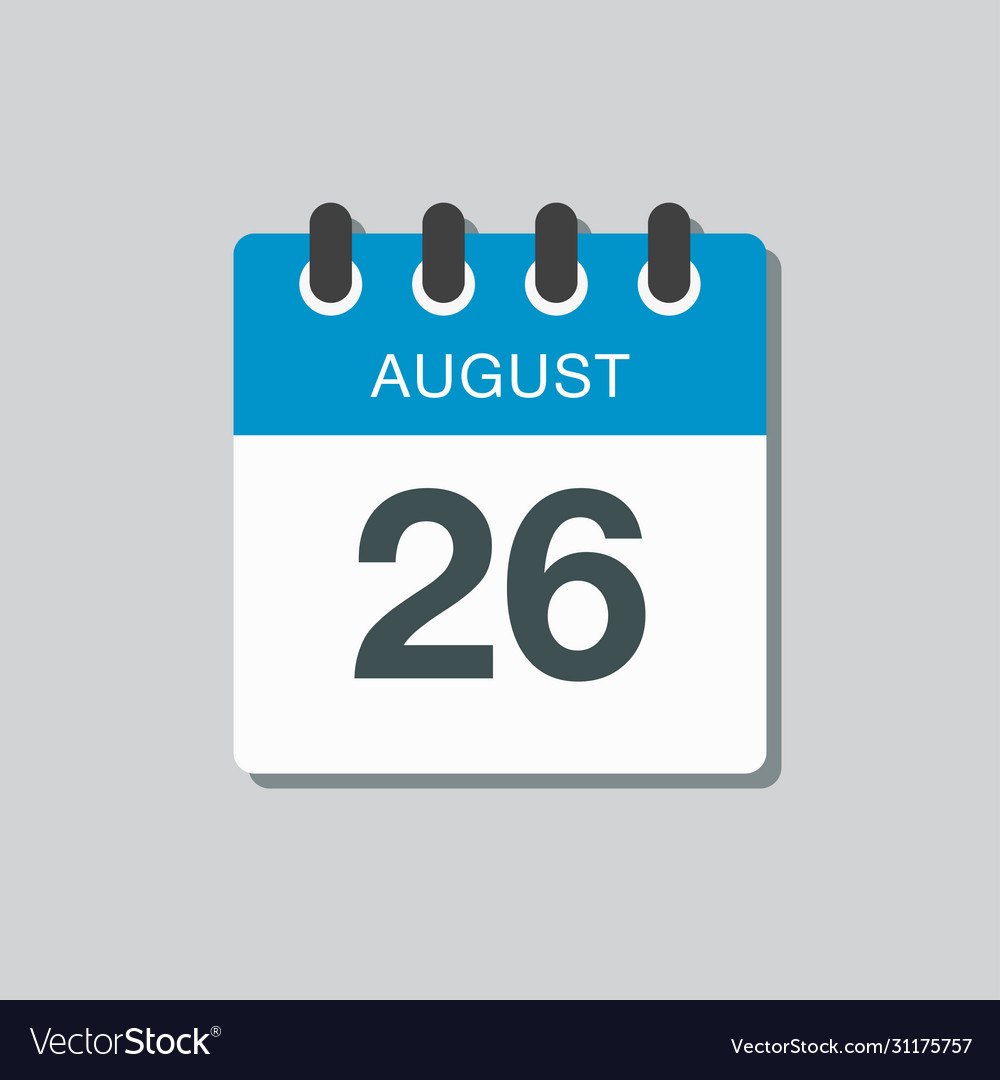 Calendar icon day 26 august date days year Vector Image