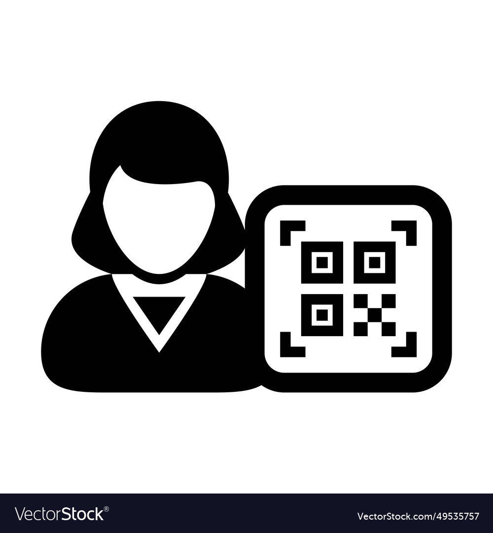 Digital id icon avatar with qr code for biometric vector image Digital id icon avatar with qr code for biometric