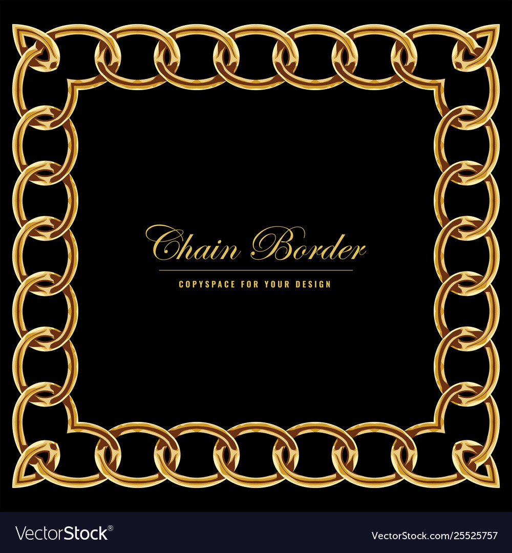 Golden chain square border frame rectangle