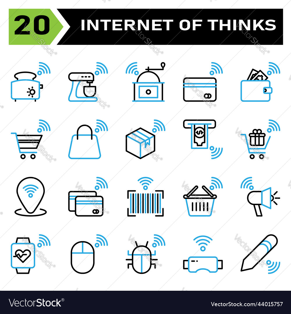 Internet of things icon set include toaster bread vector image Internet of things icon set include toaster bread