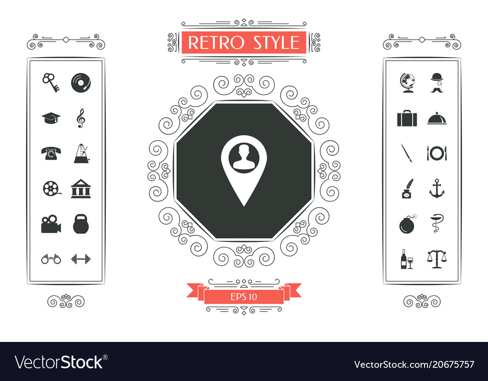 Map pointer with man silhouette vector image Map pointer with man silhouette