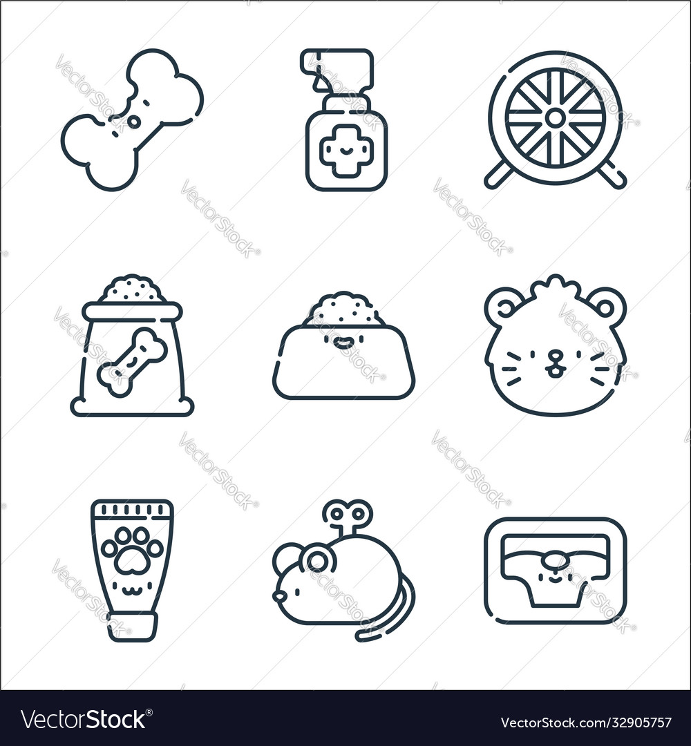 Pets Linie Icons lineare Set Qualität