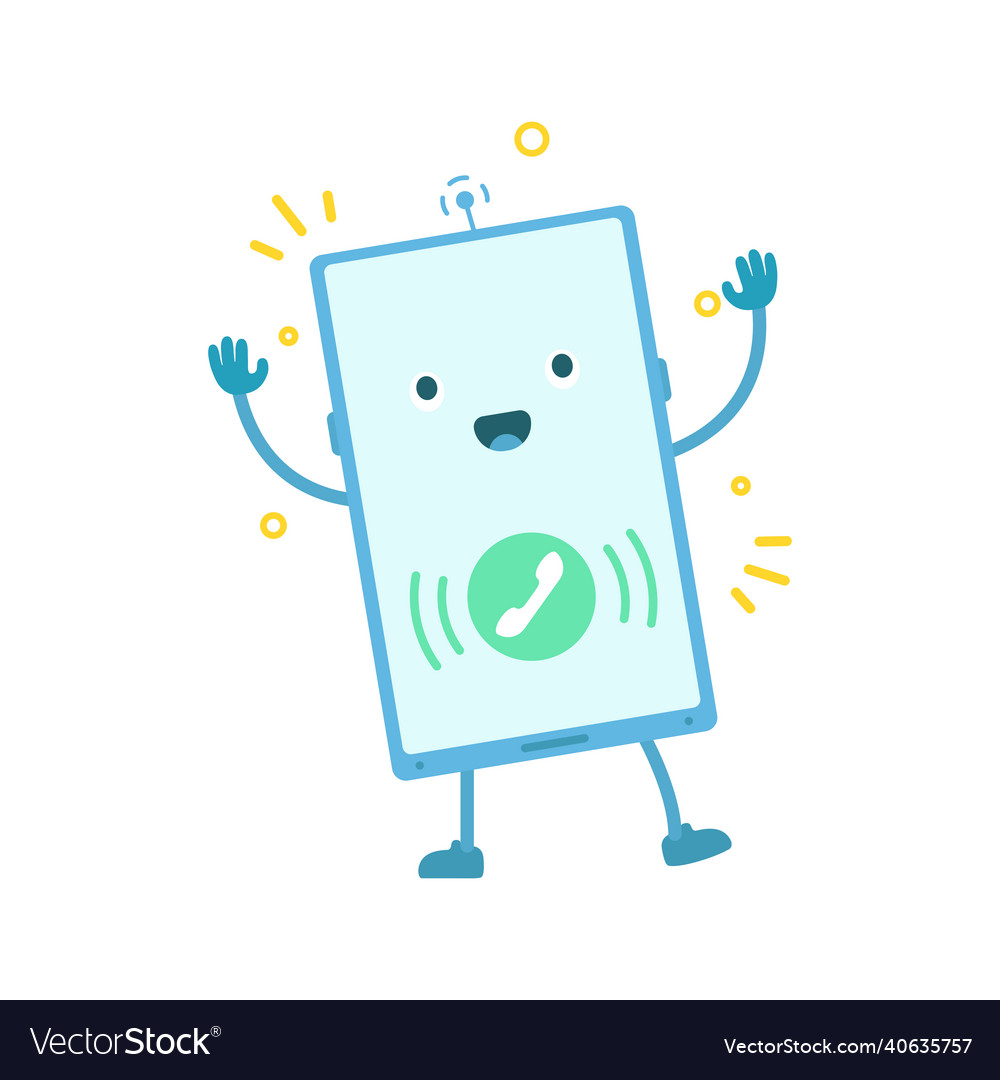 Phone character take a call incoming