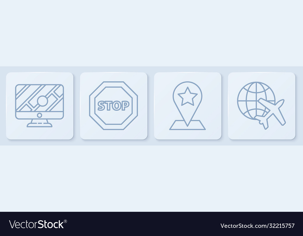 Set line monitor with location marker map pointer vector image Set line monitor with location marker map pointer