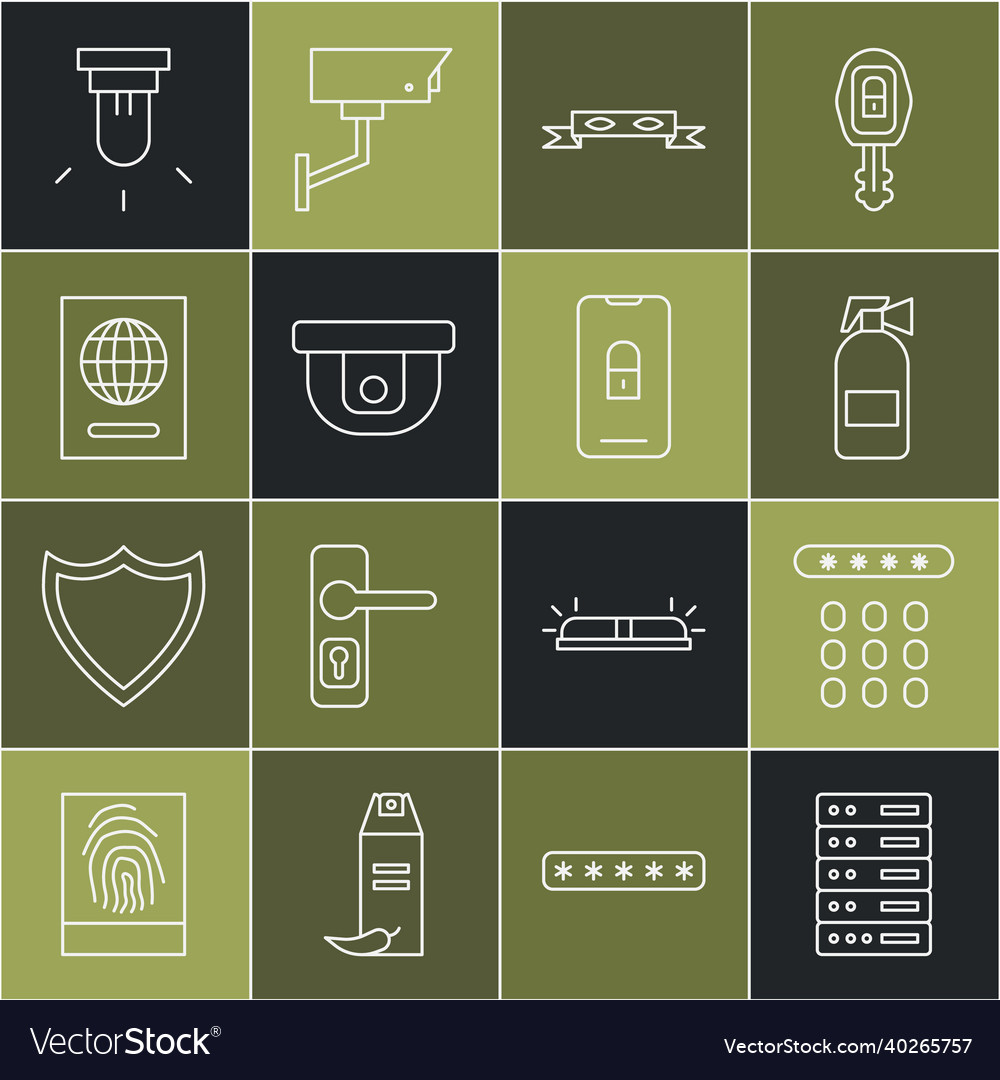 Set line server data web hosting password vector image Set line server data web hosting password