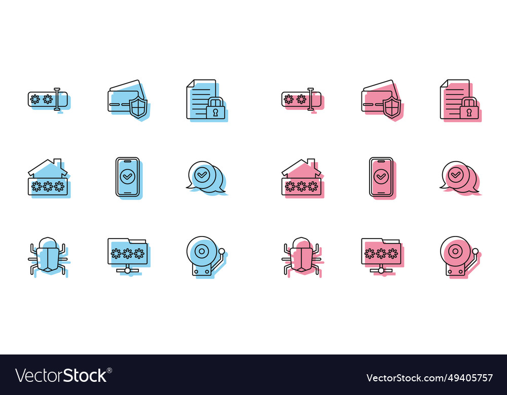 Set line system bug folder with password vector image Set line system bug folder with password