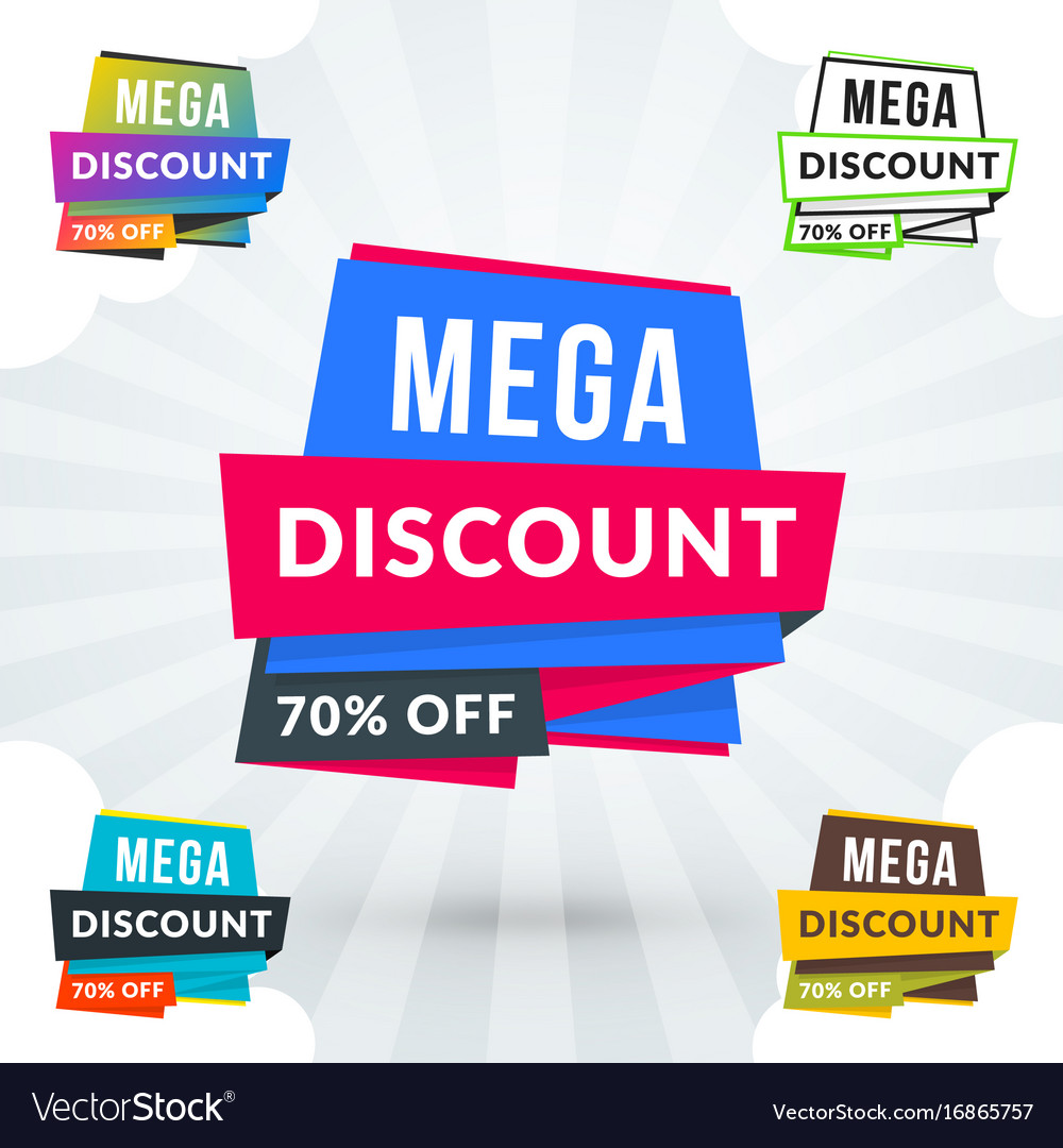 Set of discount and promotional sale origami