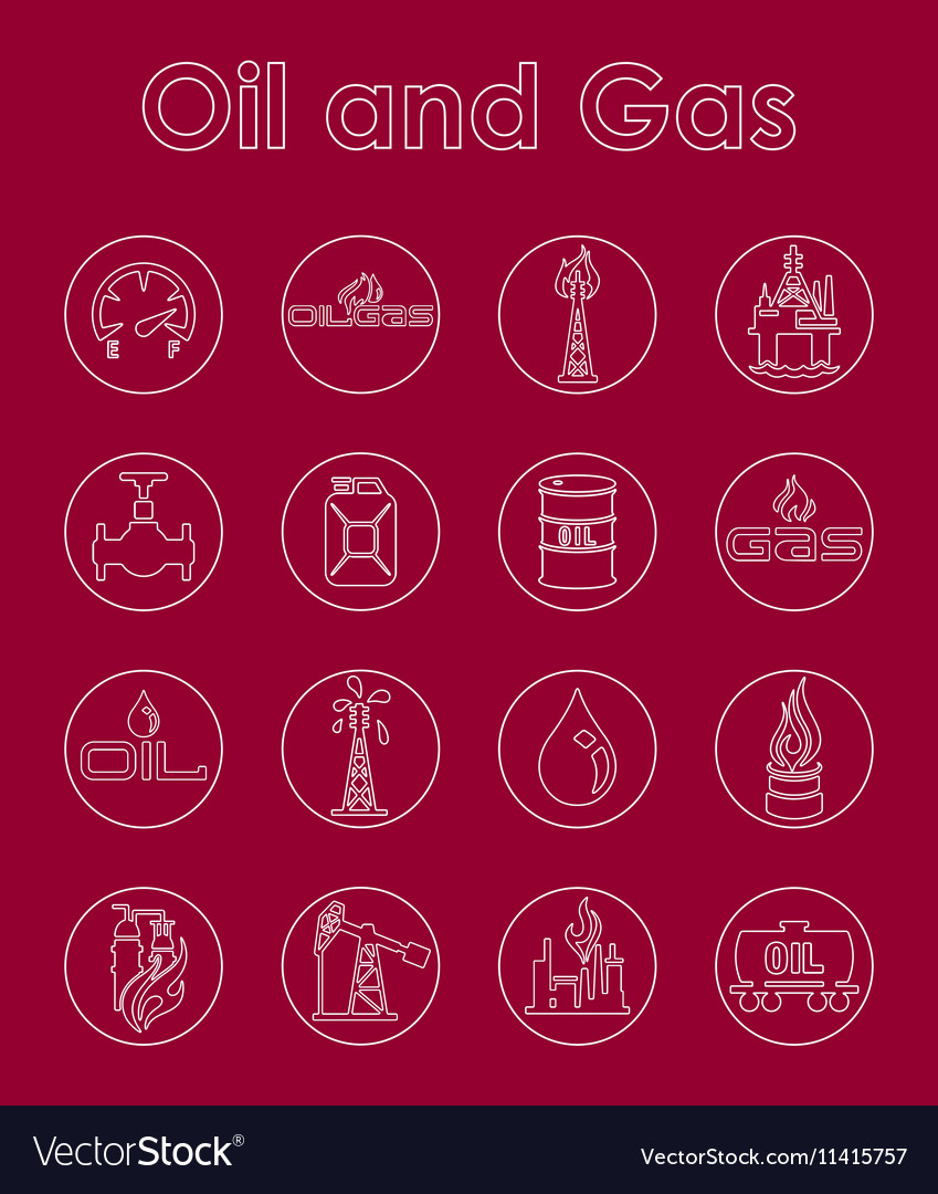 Set of oil and gas simple icons Royalty Free Vector Image