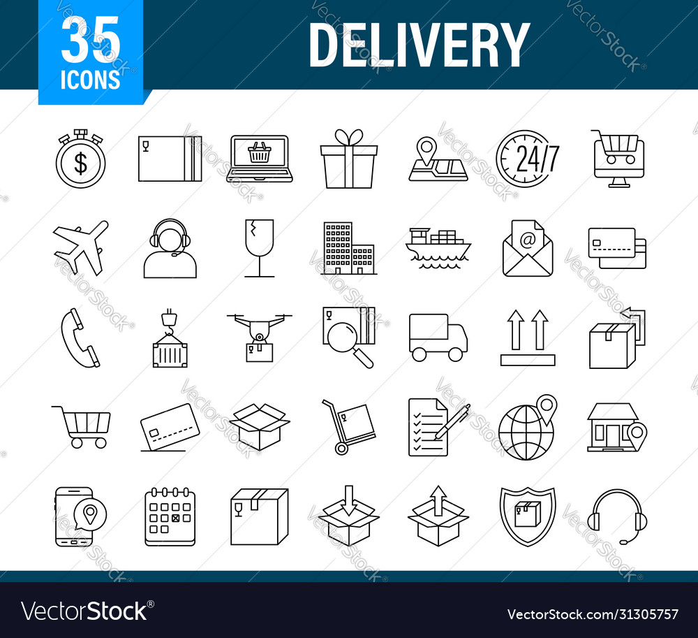 Set with delivery icon service fast