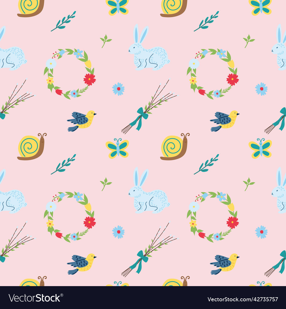 Spring seamless pattern flat