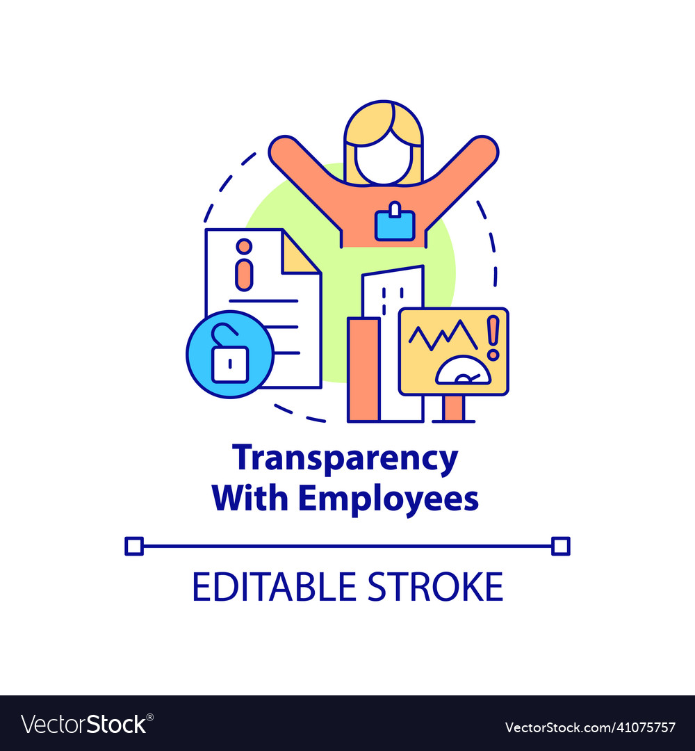 Transparency with employee concept icon Royalty Free Vector