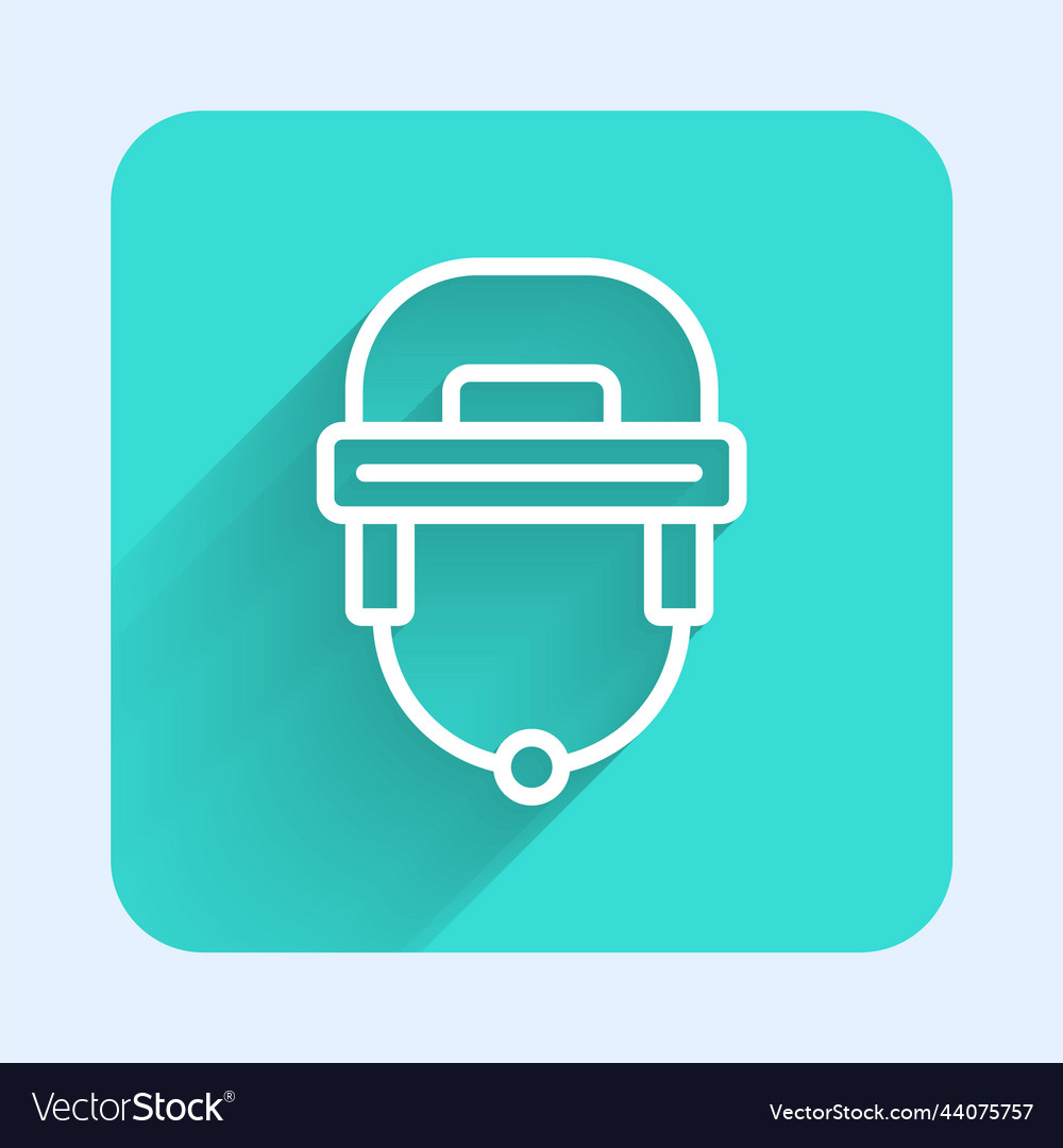 White line hockey helmet icon isolated with long