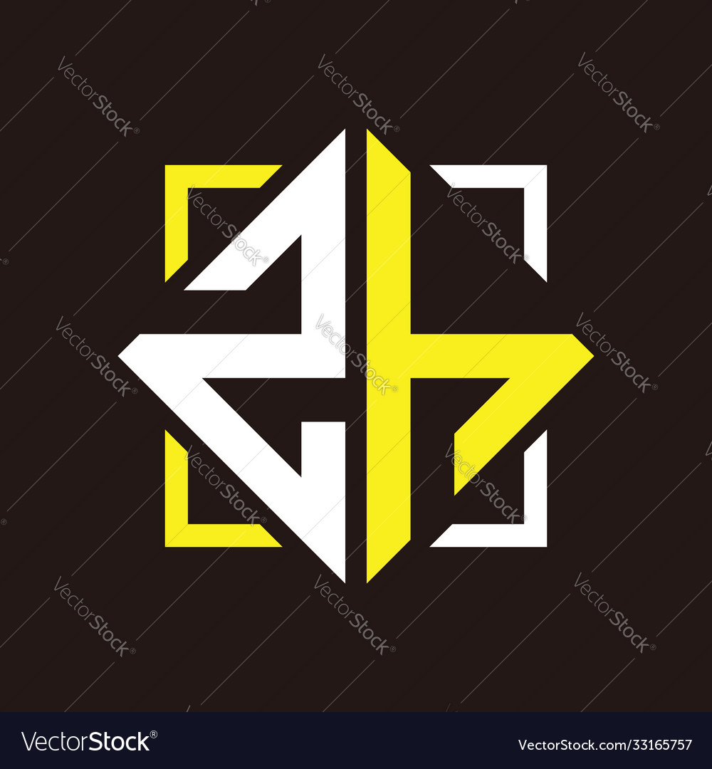 Z h initials quadrangle monogram with square