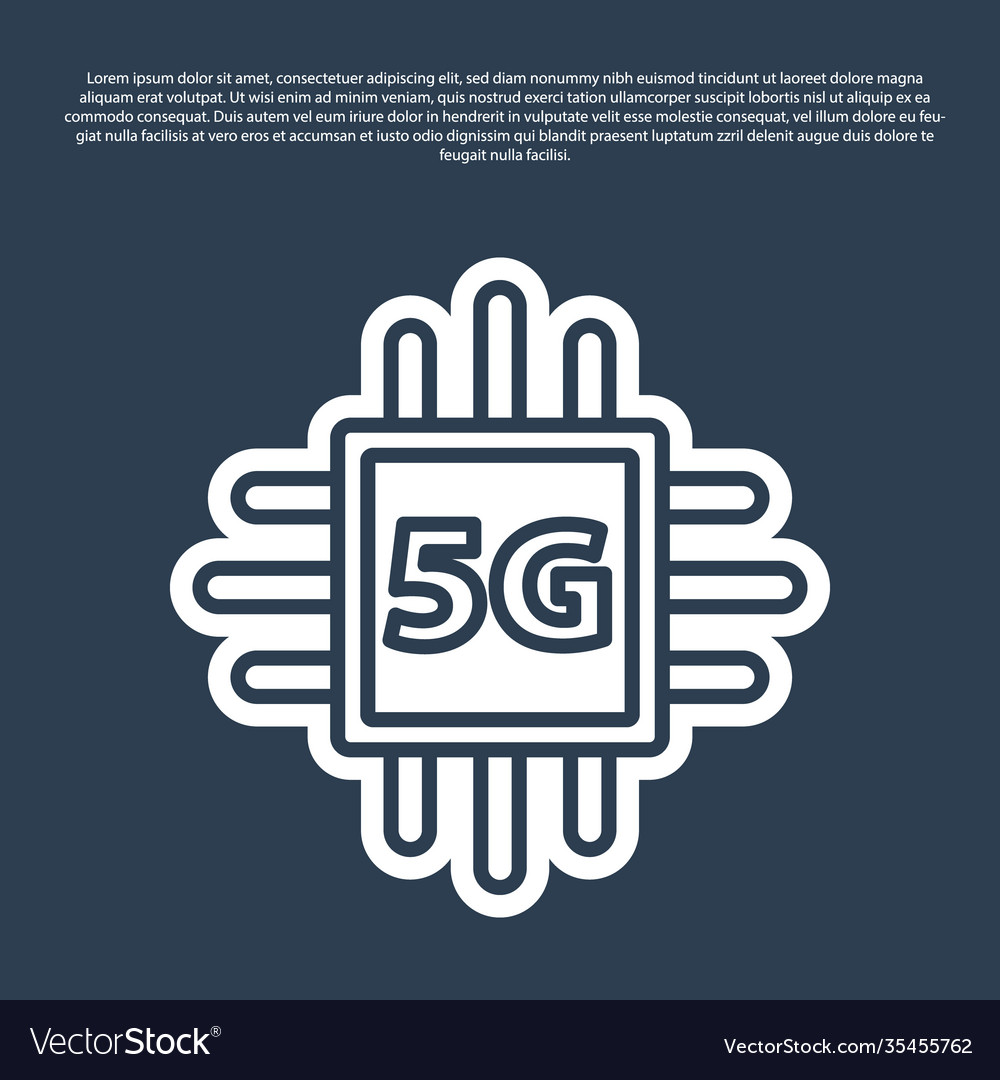Blue line computer processor 5g with microcircuits vector image Blue line computer processor 5g with microcircuits