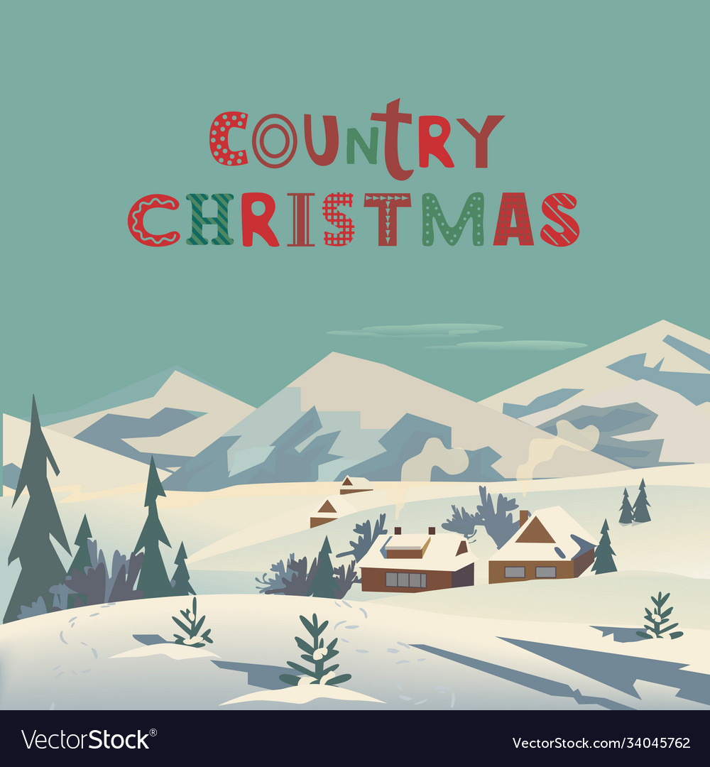 Country christmas fancy flat color poster