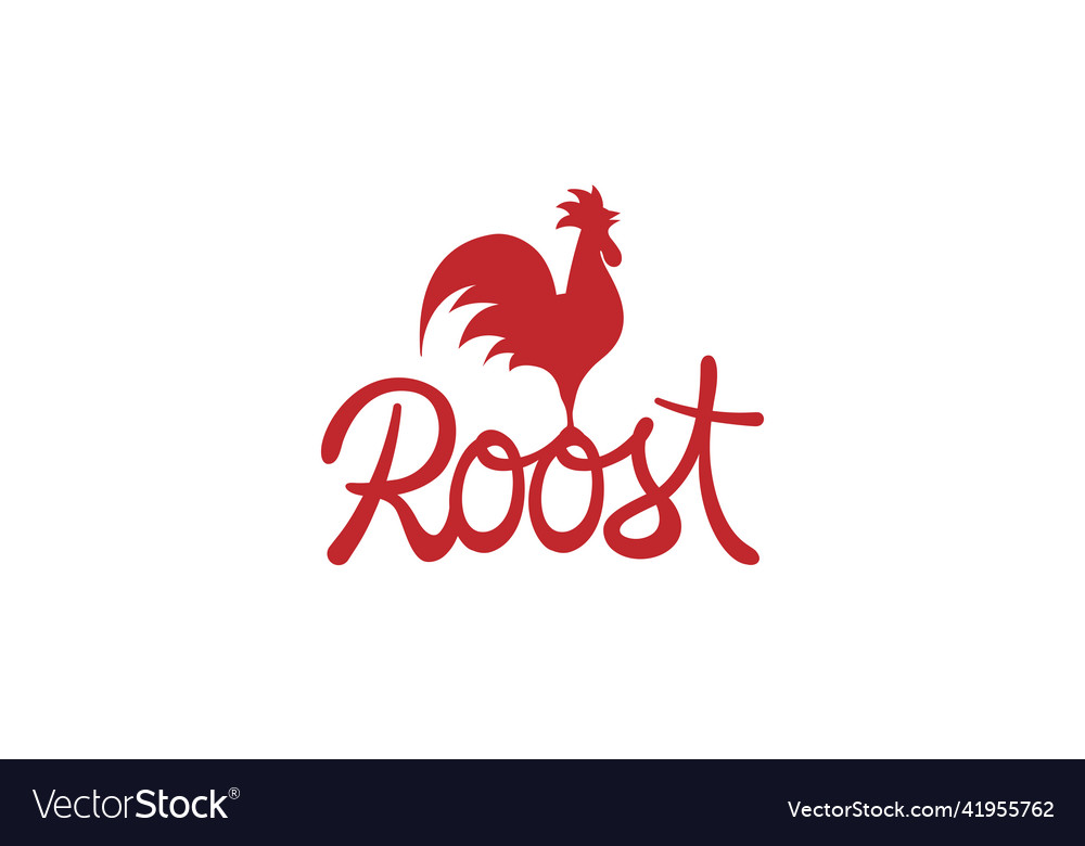 Creative red rooster letter text logo