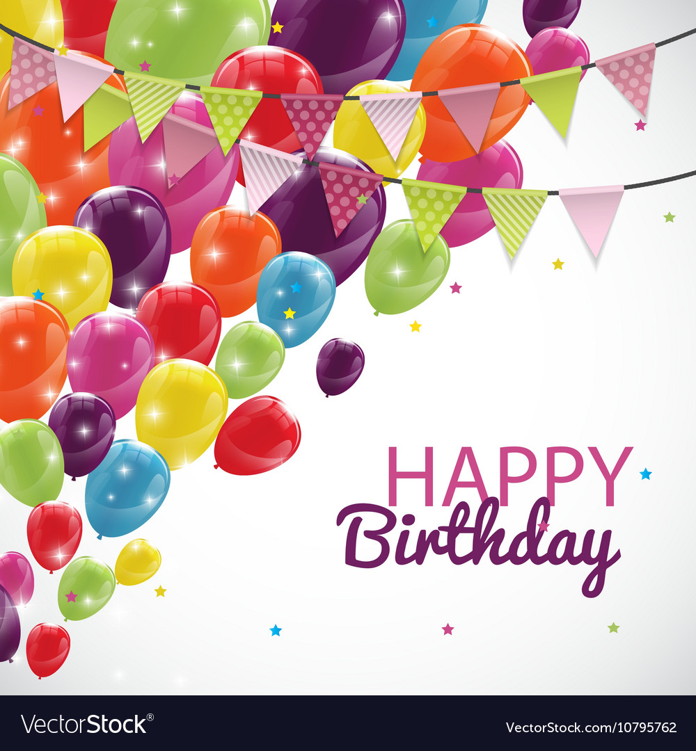 happy birthday card template with balloons and vector image happy birthday template card