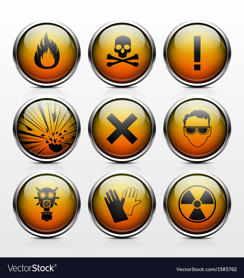 Icons with signs warning of the dangers Royalty Free Vector