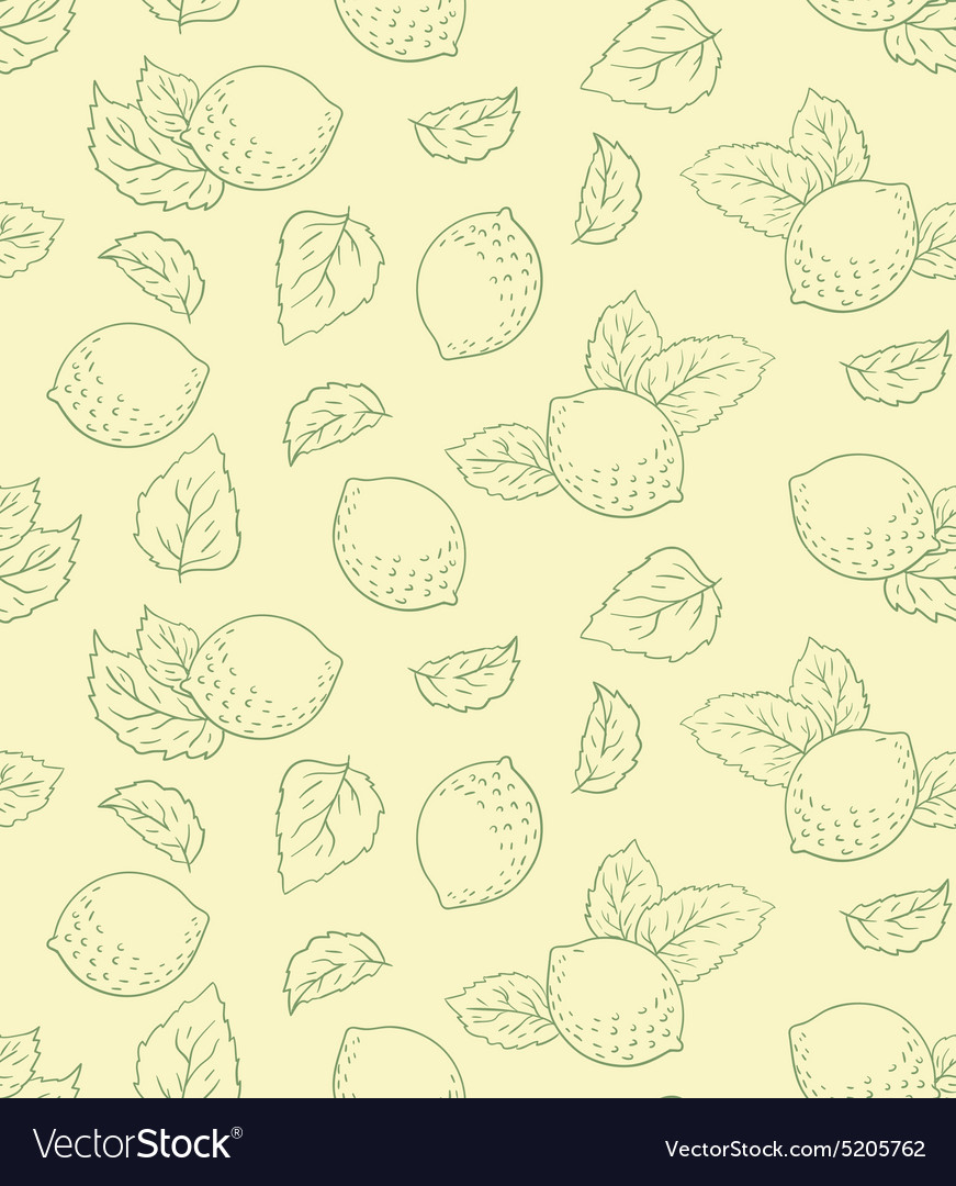 Lemon seamless pattern hand drawing Royalty Free Vector