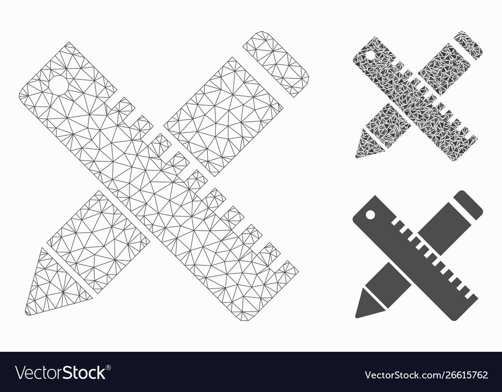 Pen and ruler design tools mesh network vector image Pen and ruler design tools mesh network