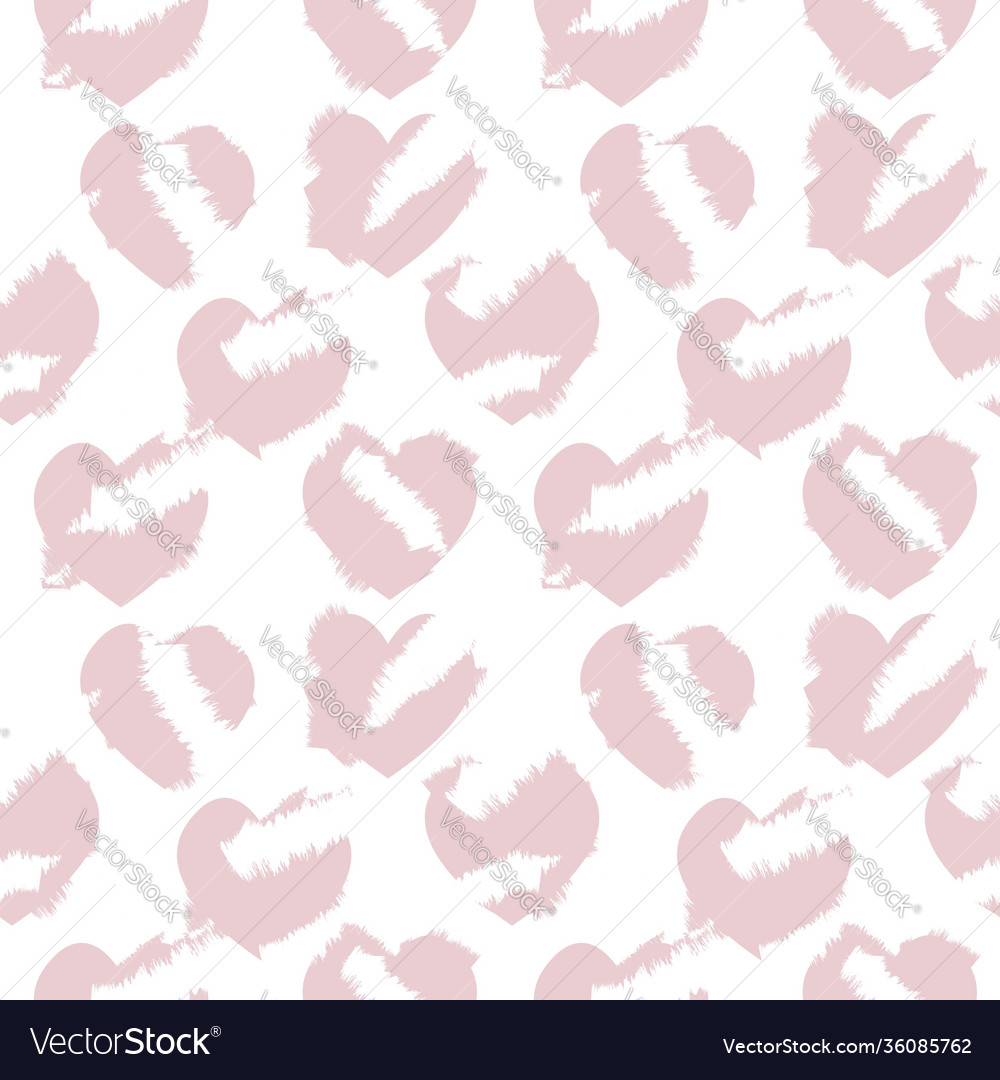 Pink heart shaped brush stroke seamless pattern