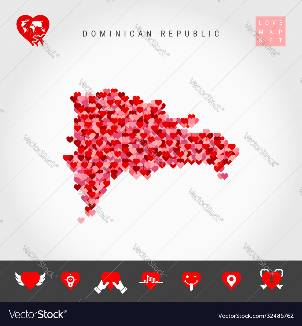 Red hearts pattern map dominican republic love vector image Red hearts pattern map dominican republic love