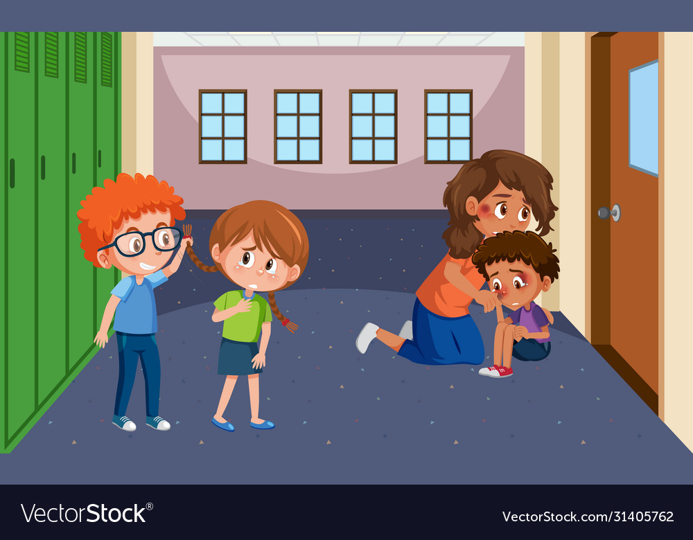 Scene with kid bullying their friend at school Vector Image